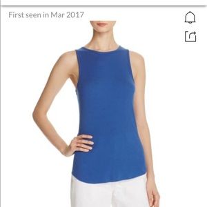Vince high neck ribbed tank in cobalt